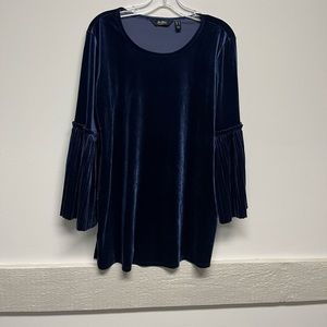 Blue Velvet Bell Sleeve Top